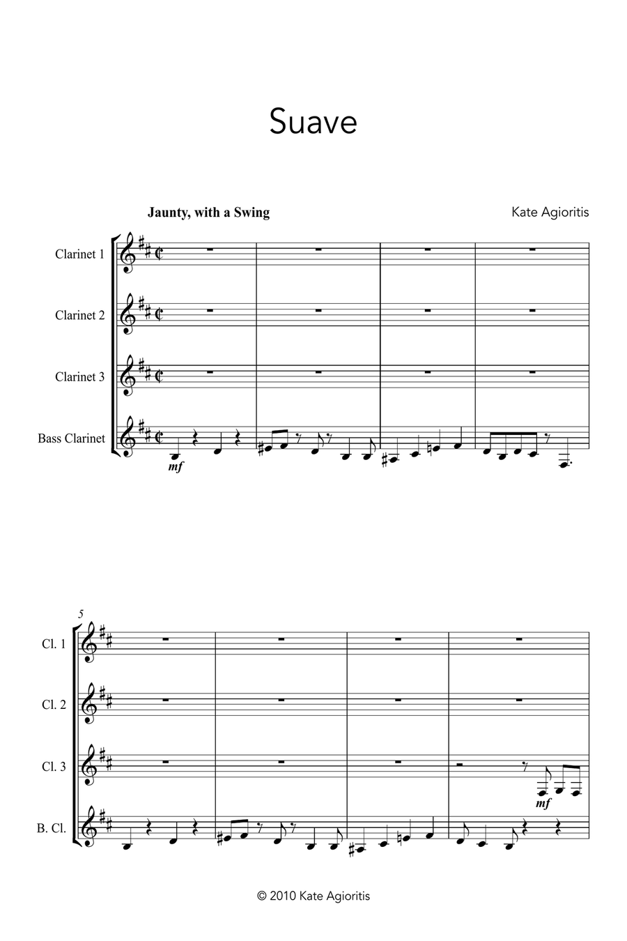 Suave - for Clarinet Quartet Clarinet Quartet scores gallery preview page 3