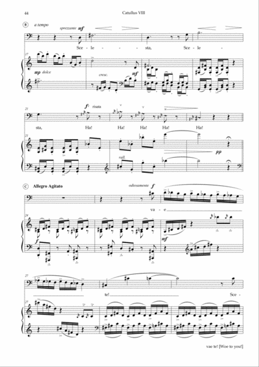 Scelesta, Vae Te, from trio cantata 'Catullus VIII' Bass Voice scores gallery preview page 3