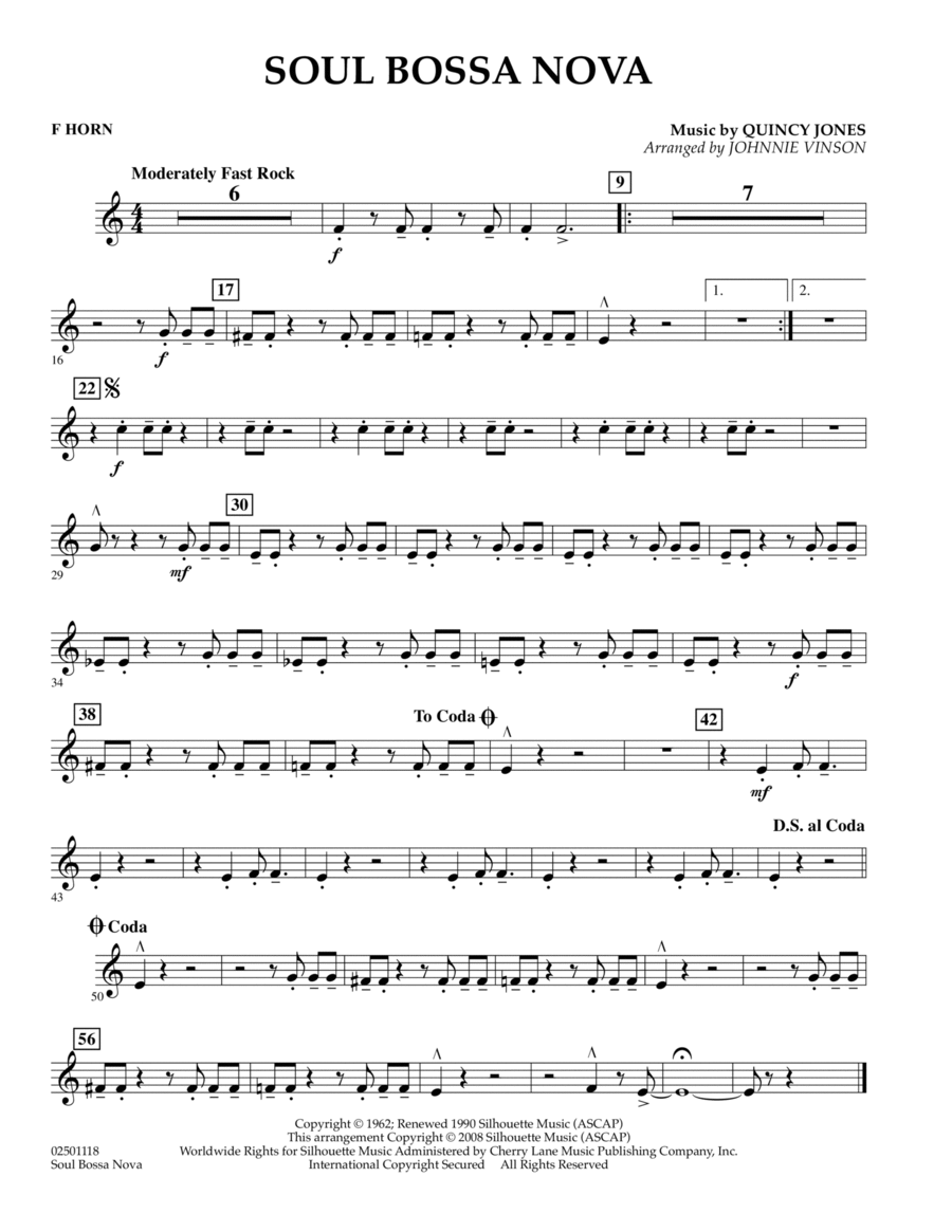 Soul Bossa Nova - F Horn Soul Bossa Nova - F Horn Concert Band scores gallery preview page 1