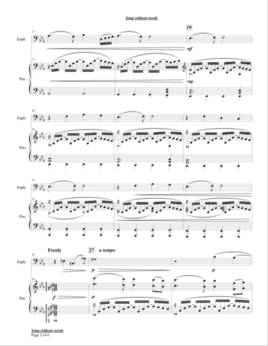 Song without words for Euphonium and Piano Euphonium scores gallery preview page 4