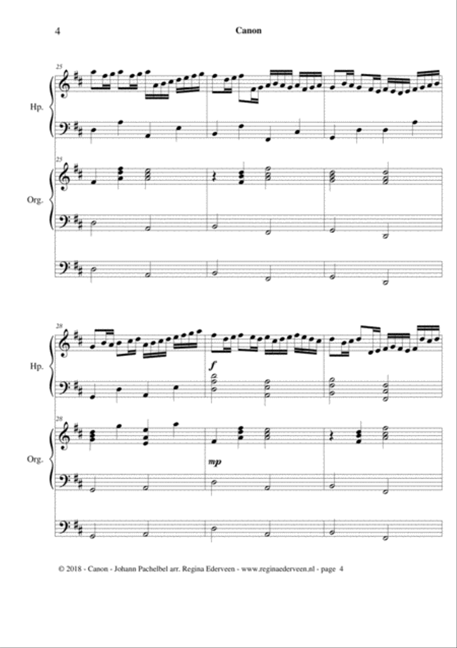 Canon in D - harp and organ Harp scores gallery preview page 4