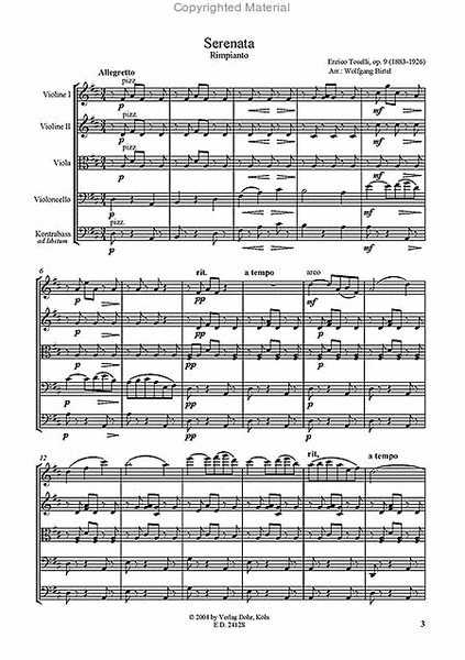Serenata op. 9 -Rimpianto- (für Streichquartett)
