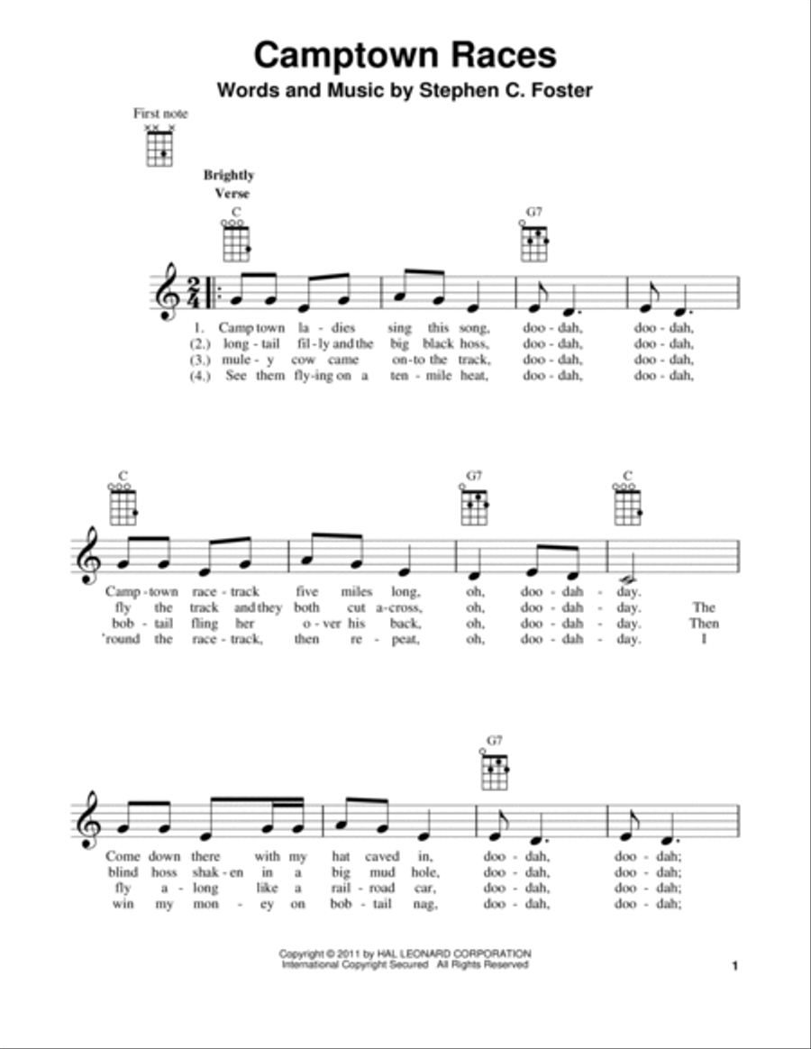 The Camptown Races The Camptown Races Ukulele scores gallery preview page 1