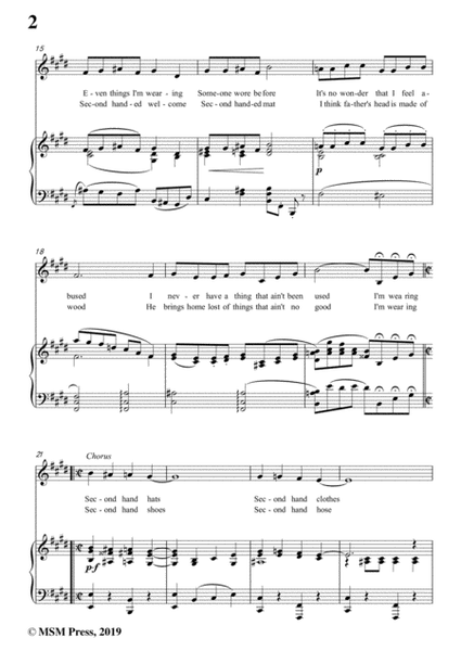 James F. HanleY-Second Hand Rose,in E Major,for Voice&Piano image number null