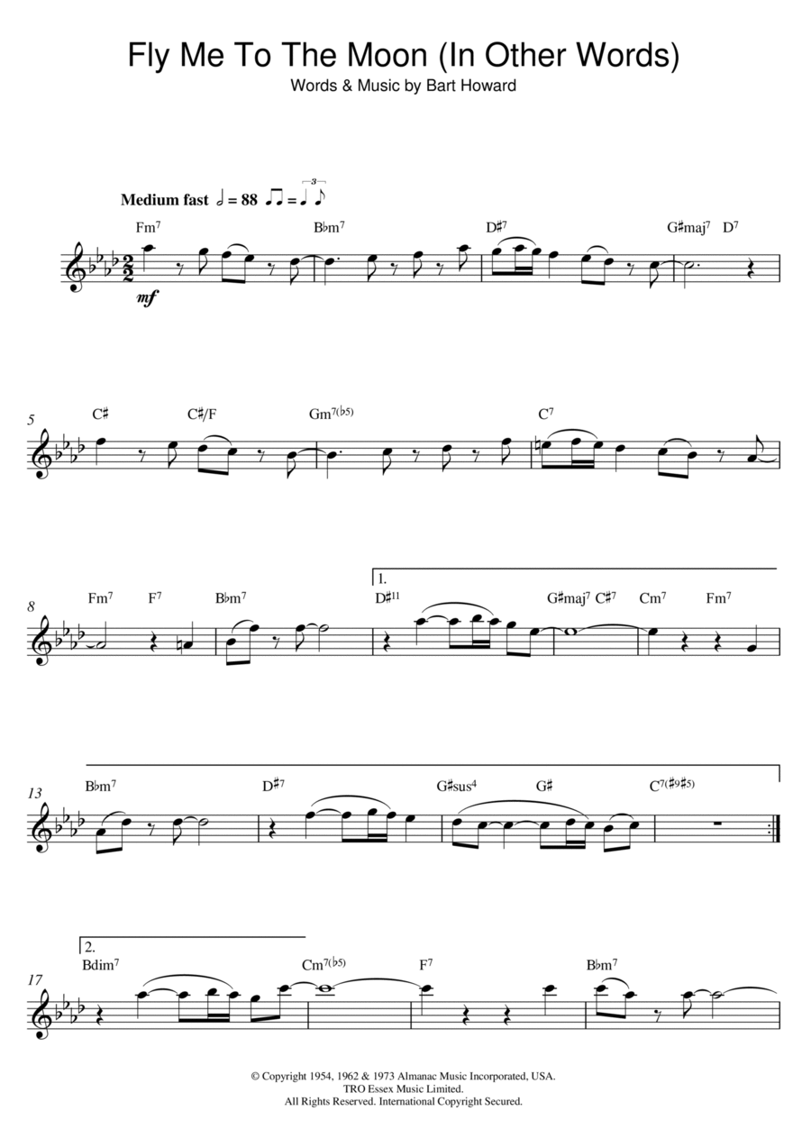 Fly Me To The Moon (In Other Words) Flute Solo scores gallery preview page 1