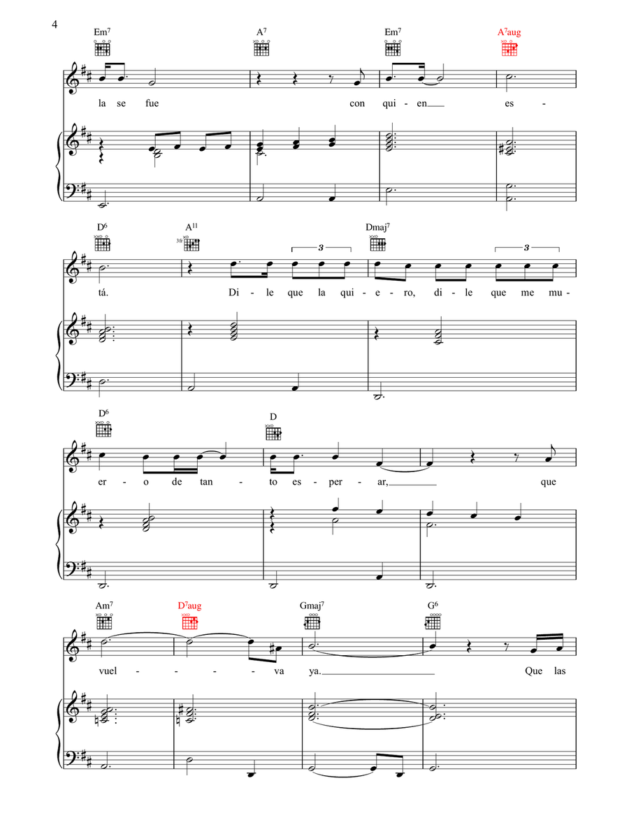 Noche De Ronda Piano, Vocal, Guitar scores gallery preview page 4