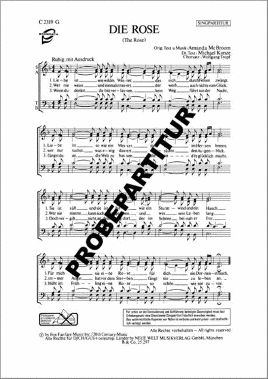 Die Rose Mixed Choir scores gallery preview page 1