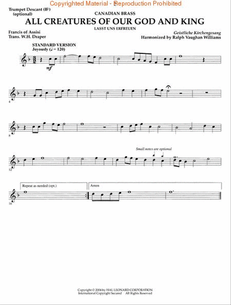 The Canadian Brass – 15 Favorite Hymns – Trumpet Descants Brass Quintet scores gallery preview page 2