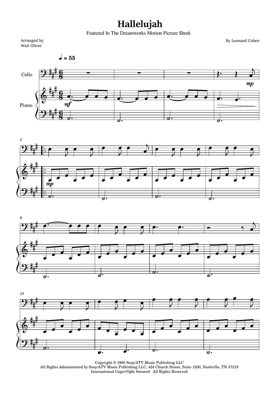 Hallelujah Piano scores gallery preview page 1