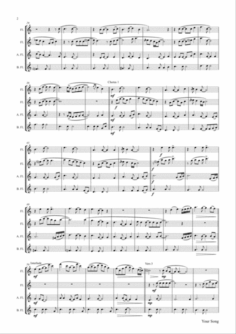 Your Song Flute Quartet scores gallery preview page 2