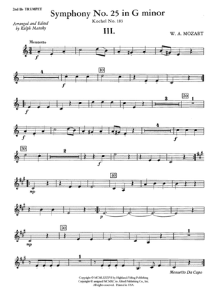 Mozart's Symphony No. 25 in G Minor, 3rd & 4th Movements: 2nd B-flat Trumpet