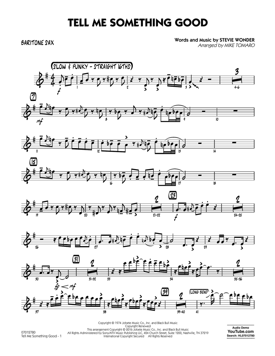 Tell Me Something Good - Baritone Sax