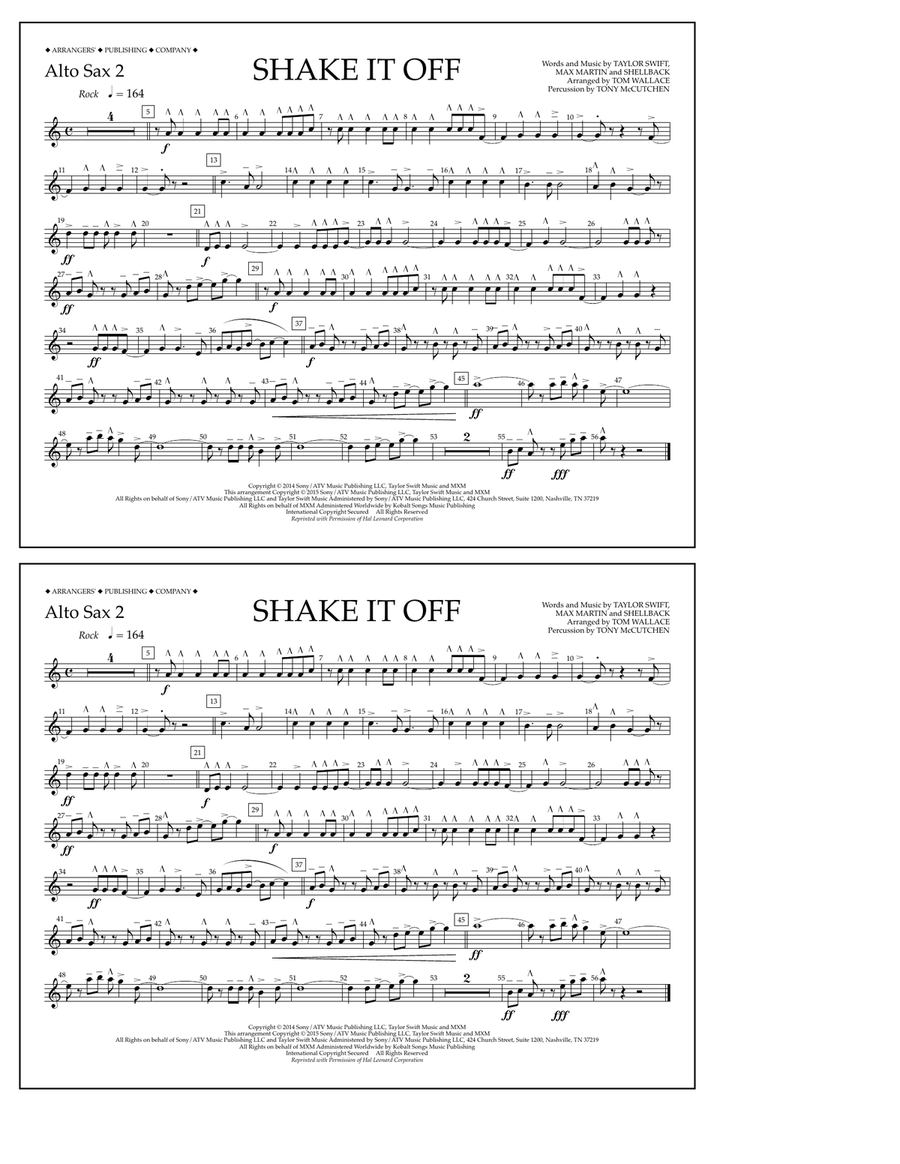 Shake It Off - Alto Sax 2 Marching Band scores gallery preview page 1