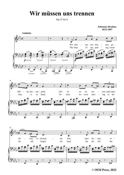 Brahms-Wir mussen uns trennen,Op.33 No.8 in G flat Major