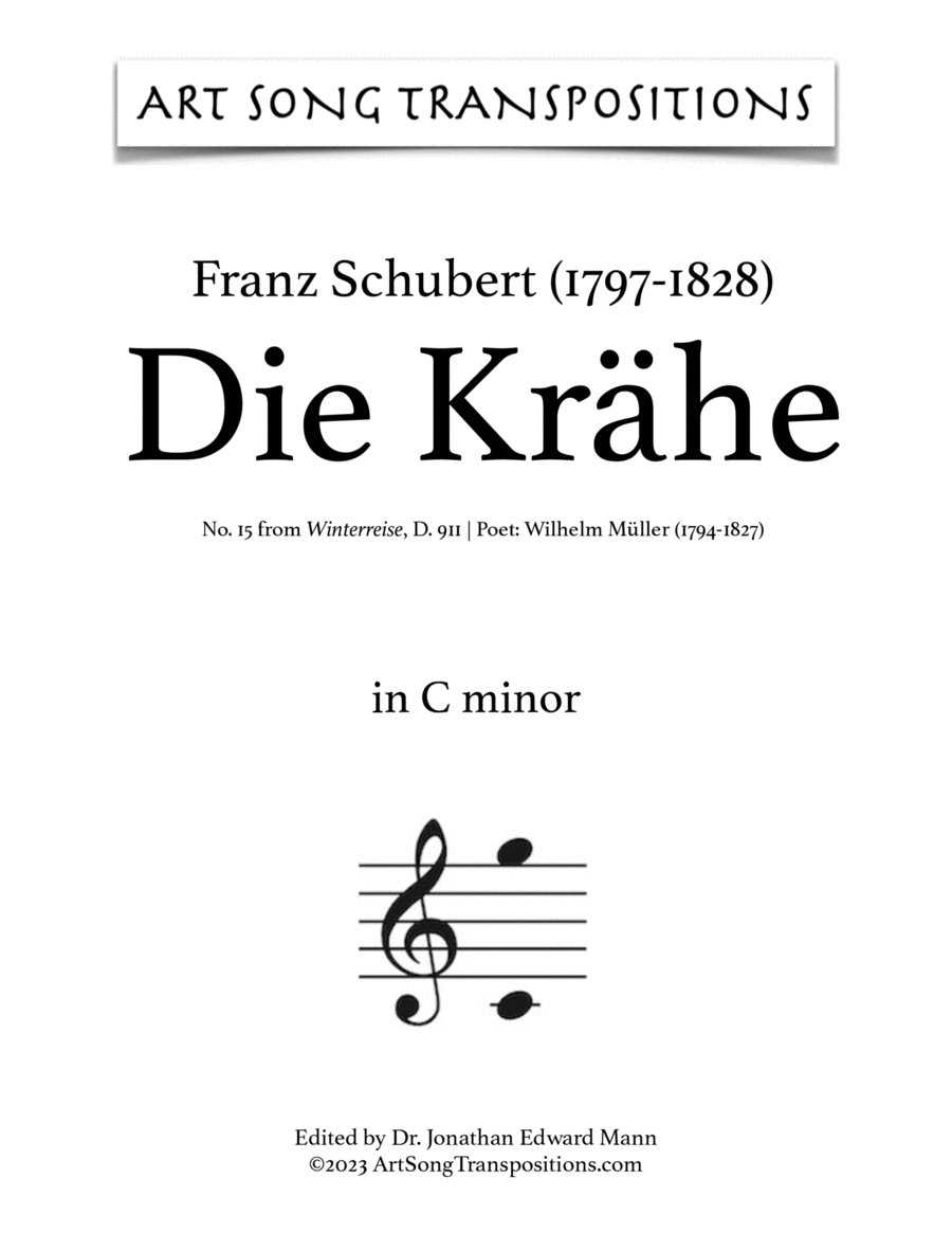 SCHUBERT: Die Krähe, D. 911 no. 15 (transposed to C minor)