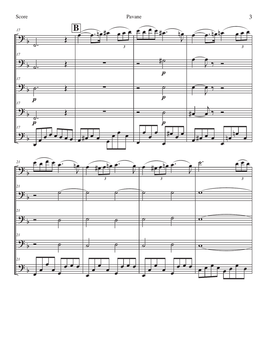 Pavane by Gabriel Fauré for Cello Quintet Small Ensemble scores gallery preview page 3