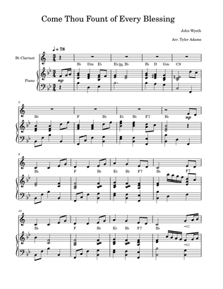 Come Thou Fount of Every Blessing (Clarinet Solo with Piano)