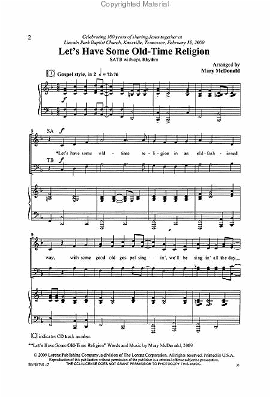 Let's Have Some Old-Time Religion 4-Part scores gallery preview page 2