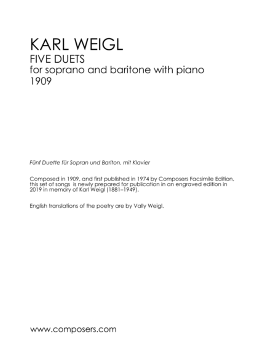 [WeiglK] Five Duets for Soprano and Baritone Vocal Duet scores gallery preview page 3