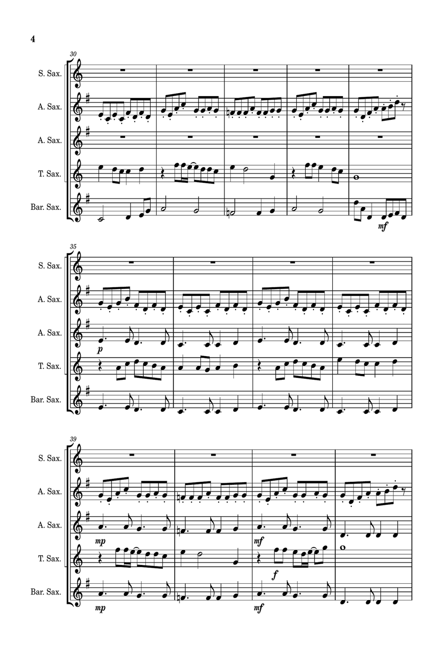 Carry On Wayward Son Saxophone Quintet scores gallery preview page 5