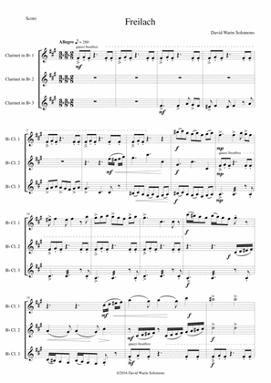 Freilach (Fraylach) for clarinet trio (3 B flats)