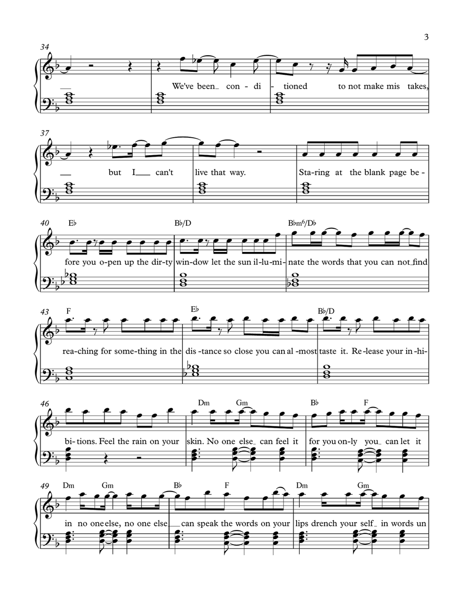 Unwritten Piano Solo scores gallery preview page 3
