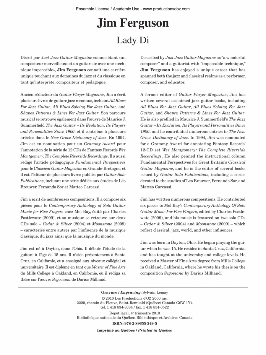 Lady Di Classical Guitar scores gallery preview page 1