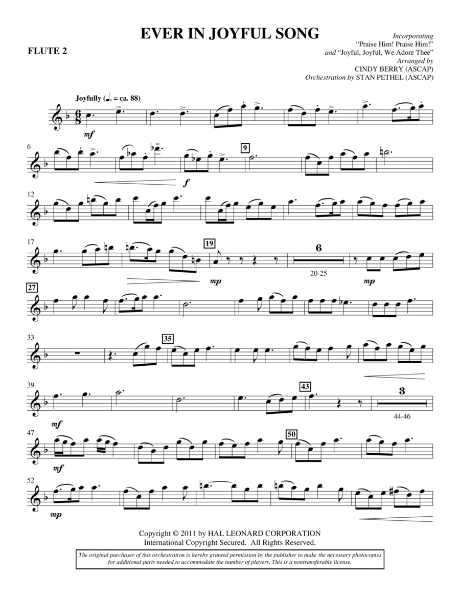 Ever In Joyful Song - Flute 2 Choir scores gallery preview page 1