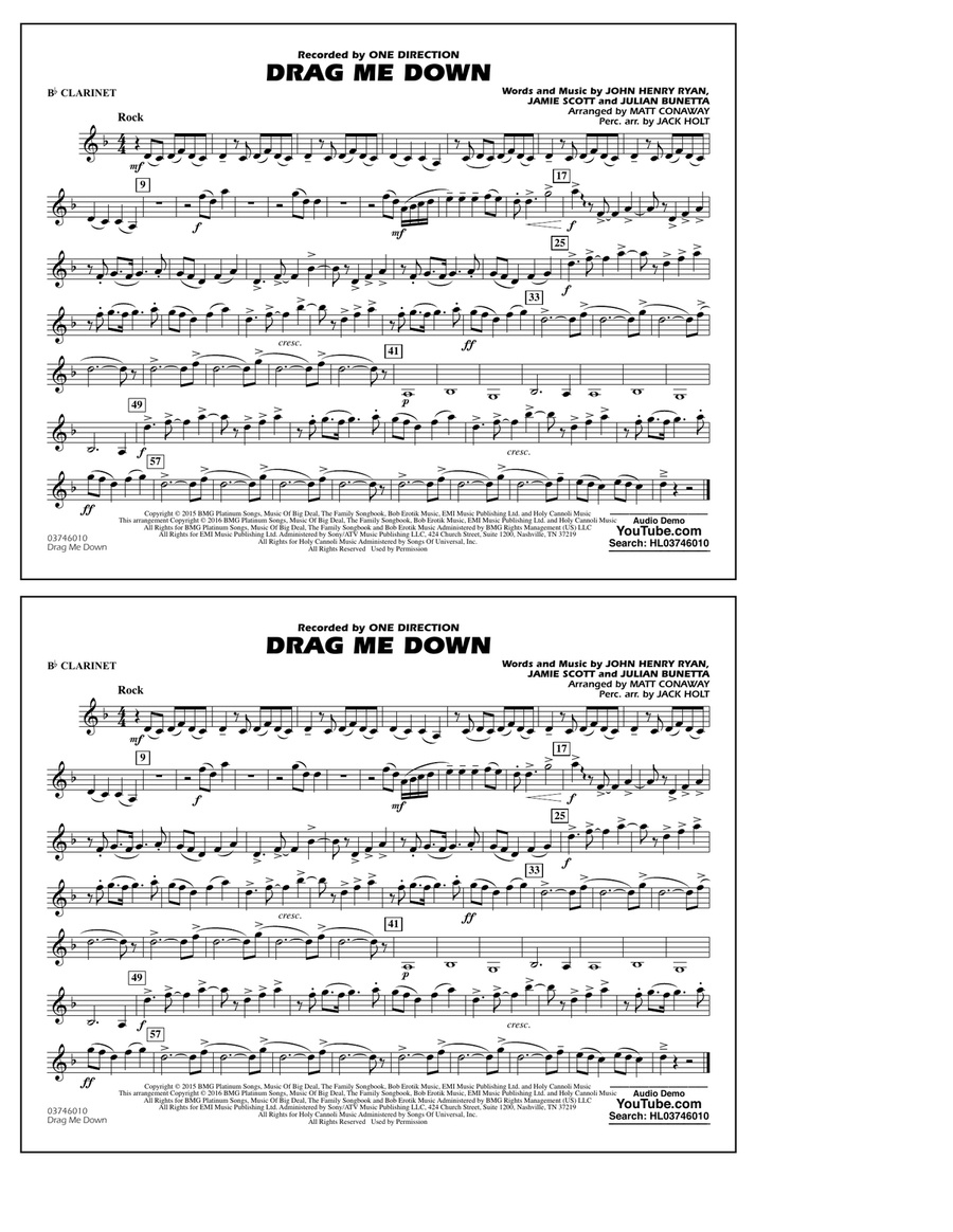Drag Me Down - Bb Clarinet