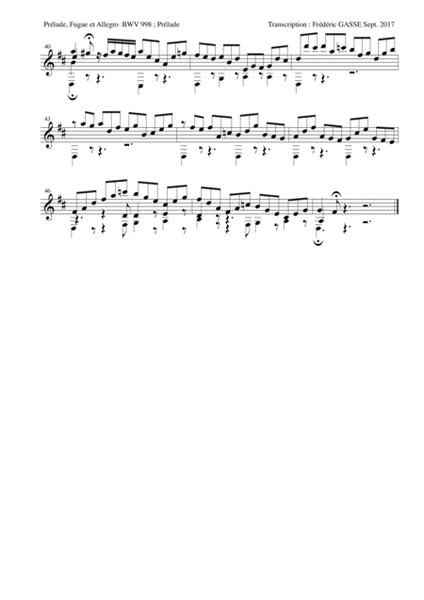 Suite BWV 998 for guitar of Johann Sebastian Bach