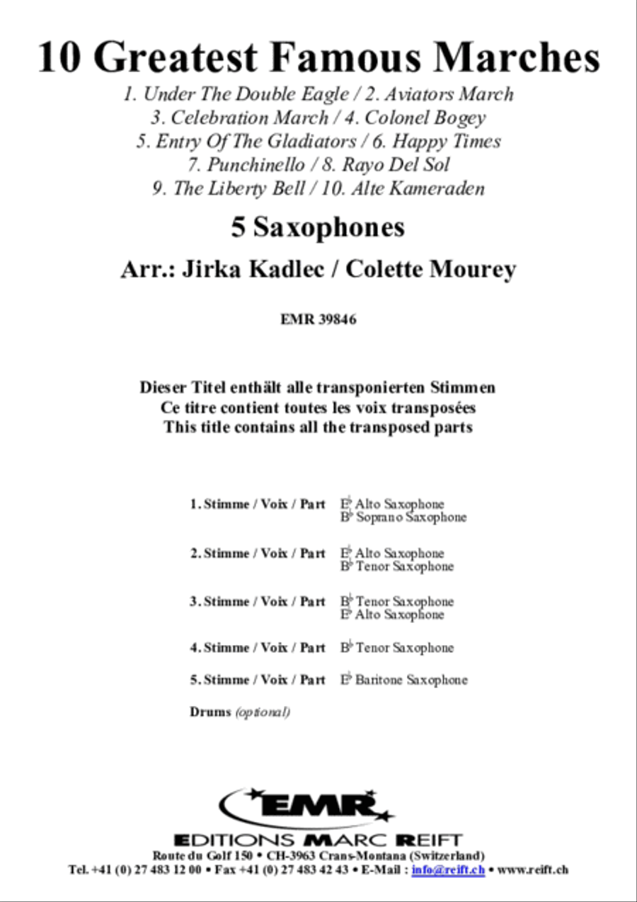 10 Greatest Famous Marches Saxophone Quintet scores gallery preview page 2