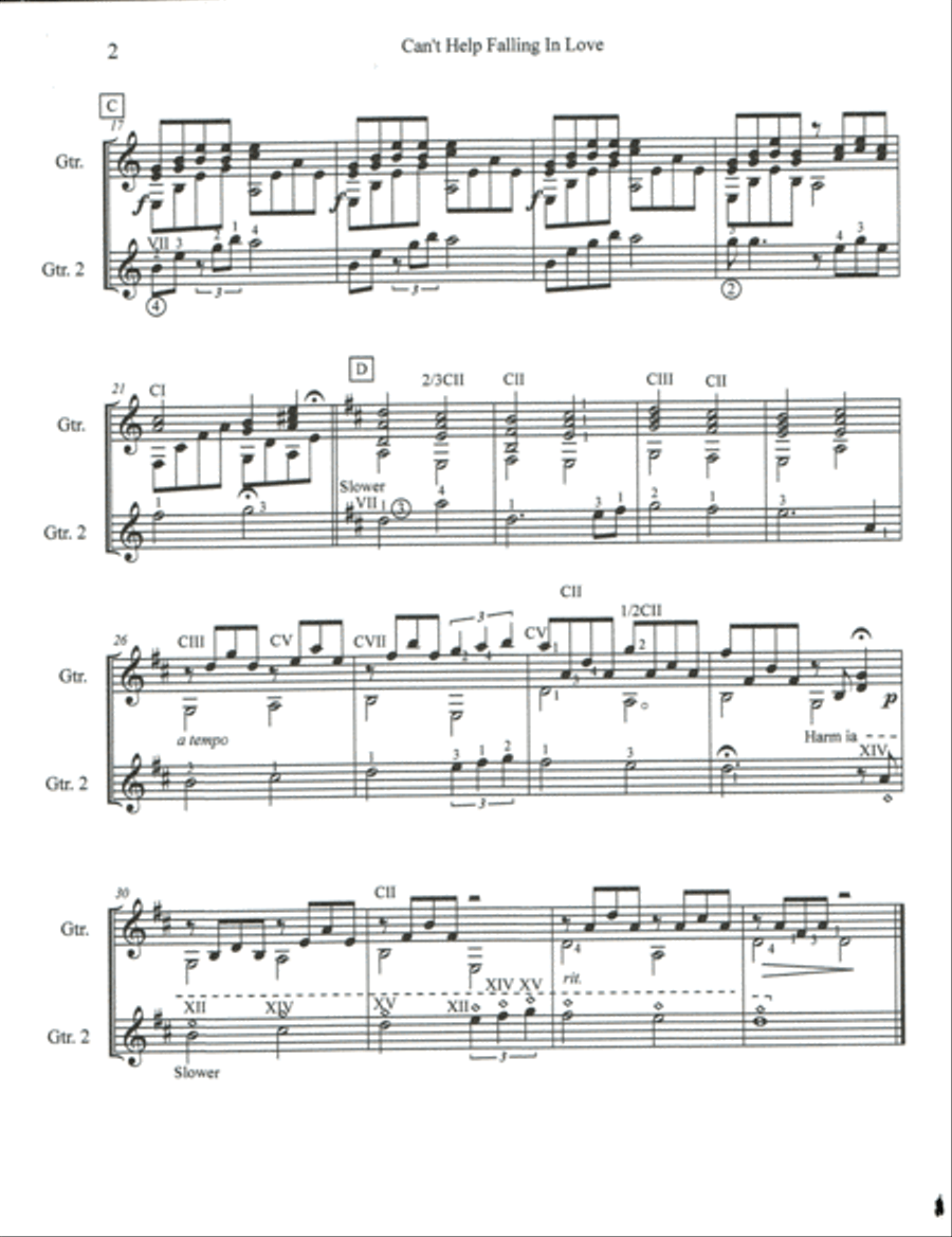 Can't Help Falling In Love Guitar scores gallery preview page 2