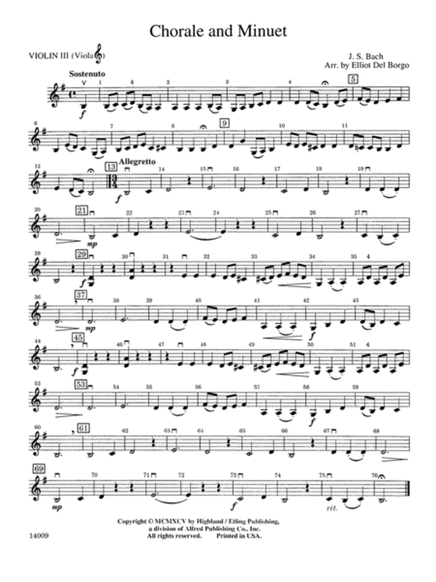 Chorale and Minuet: 3rd Violin (Viola [TC])