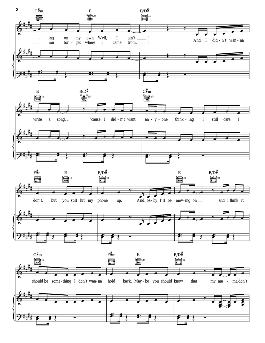 Love Yourself Piano, Vocal, Guitar scores gallery preview page 2