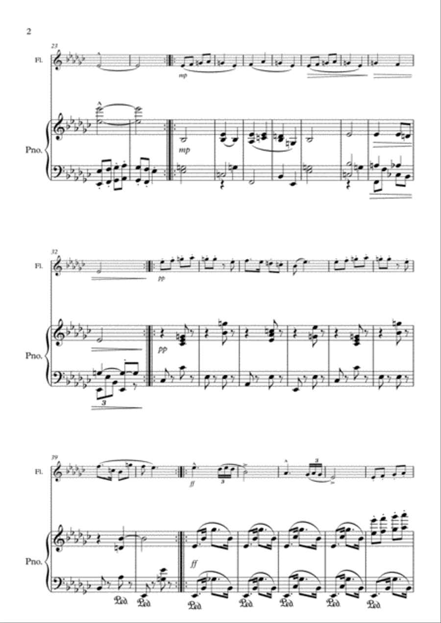 Humoresque No.1 A. Dvorak (Flute and Piano) Flute Solo scores gallery preview page 2