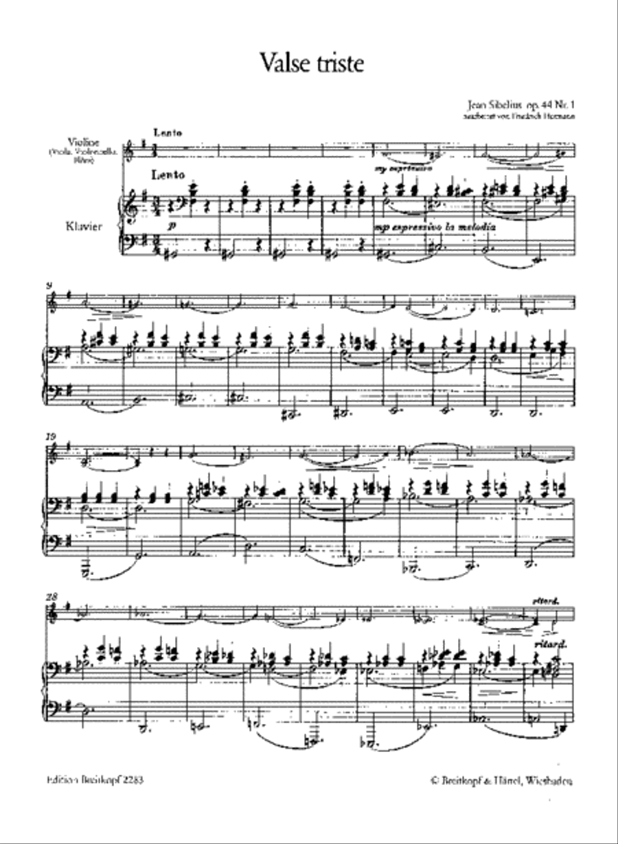 Valse triste Op. 44/1 Violin Solo scores gallery preview page 2