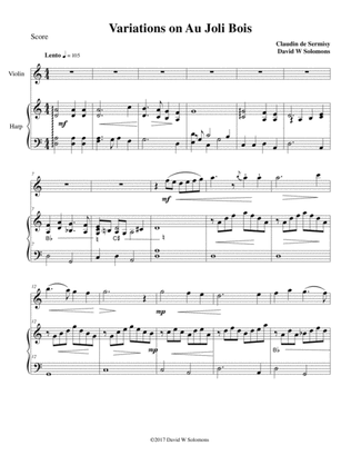 Variations on au Joli Bois for violin and harp