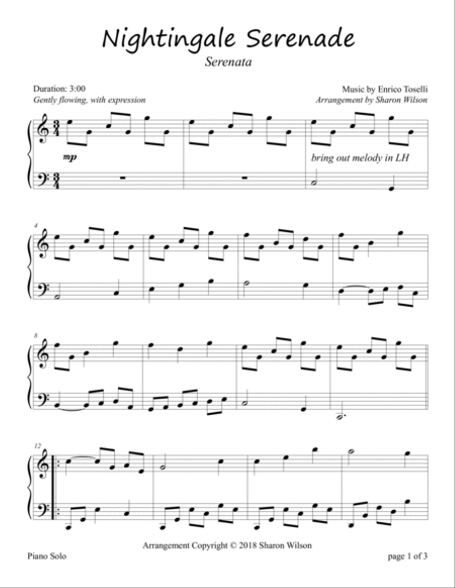 Toselli shop serenade piano