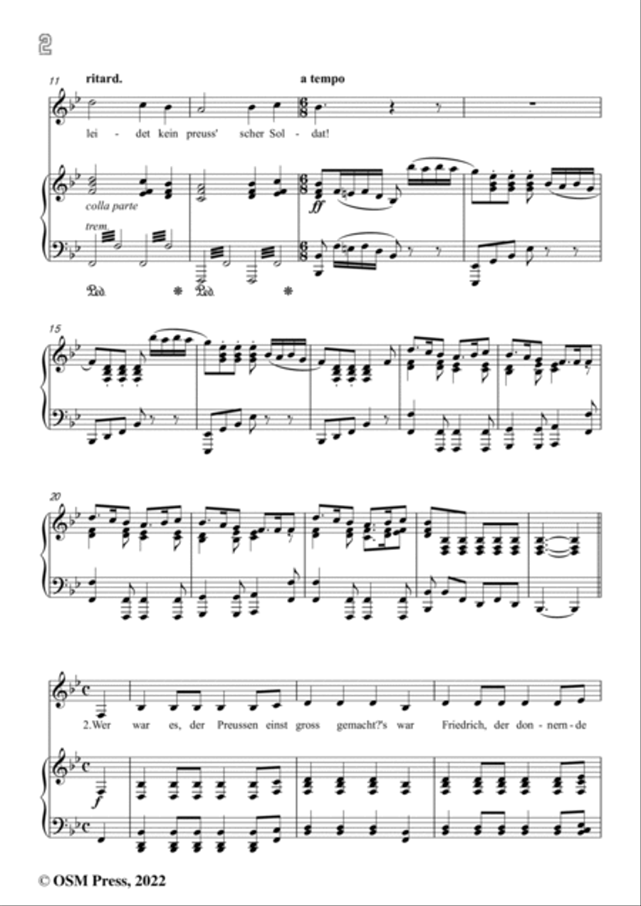 Loewe-Preussisches Hurrahlied,in B flat Major,for Voice and Piano Voice Solo scores gallery preview page 4