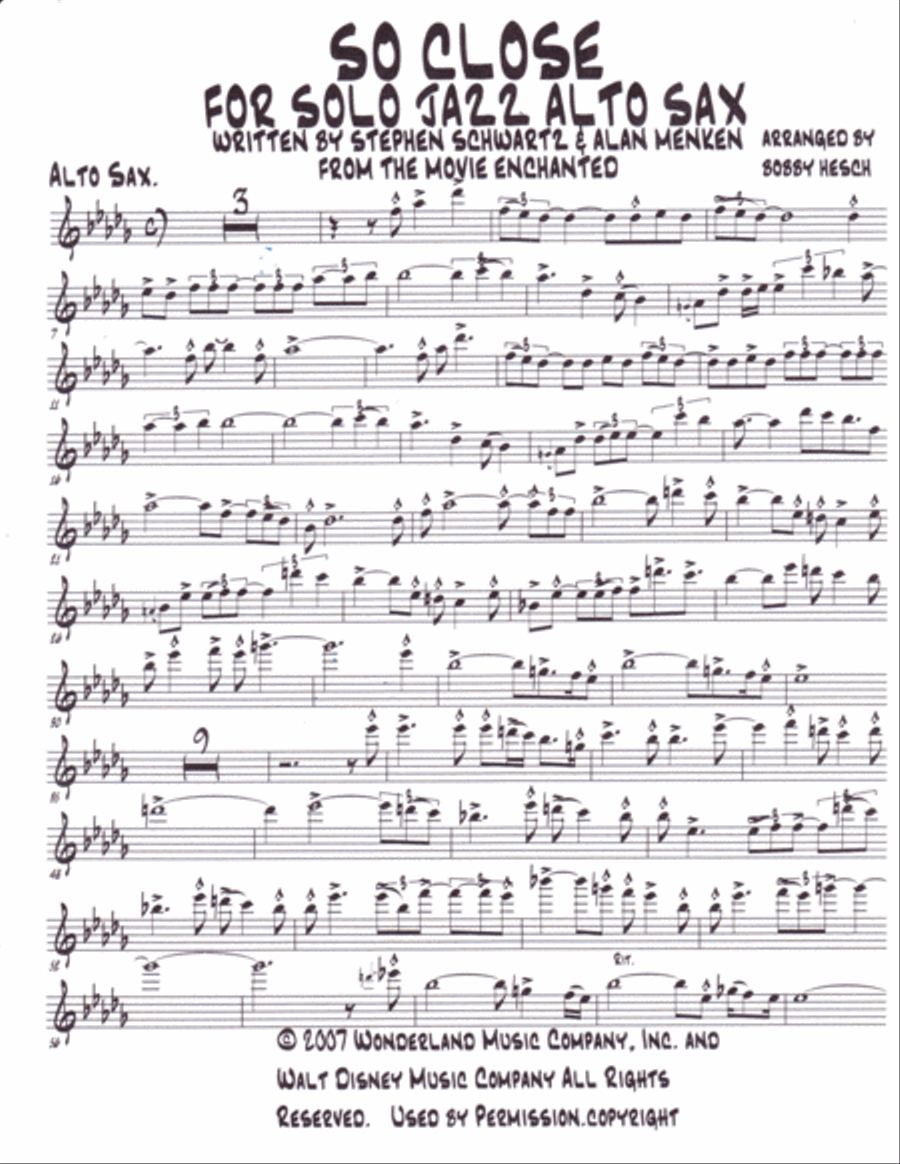 So Close So Close Alto Saxophone scores gallery preview page 2