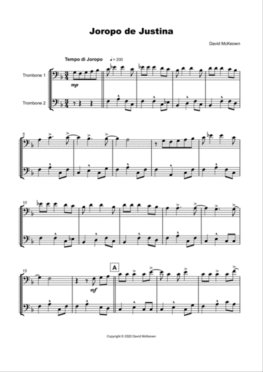 Joropo de Justina, for Trombone Duet Trombone Duet scores gallery preview page 2