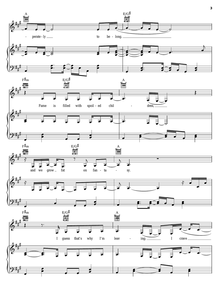 Goodbye Alice In Wonderland Piano, Vocal, Guitar scores gallery preview page 3
