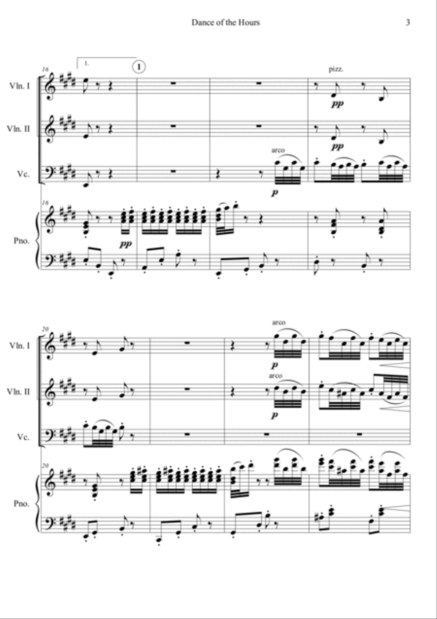 Dance of the Hours Piano Quartet scores gallery preview page 3