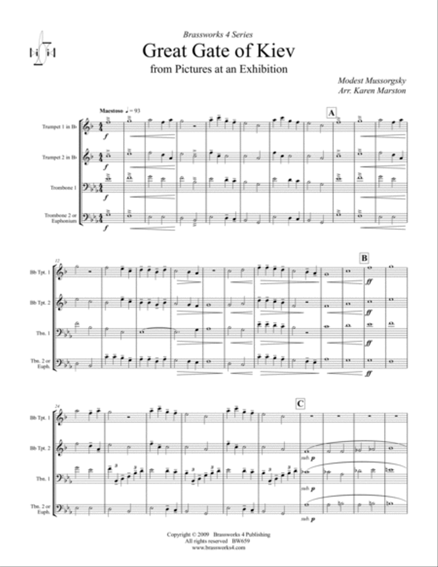 Great Gate of Kiev Brass Quartet scores gallery preview page 2