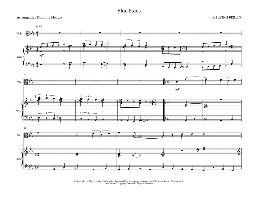 Blue Skies String Duet scores gallery preview page 1