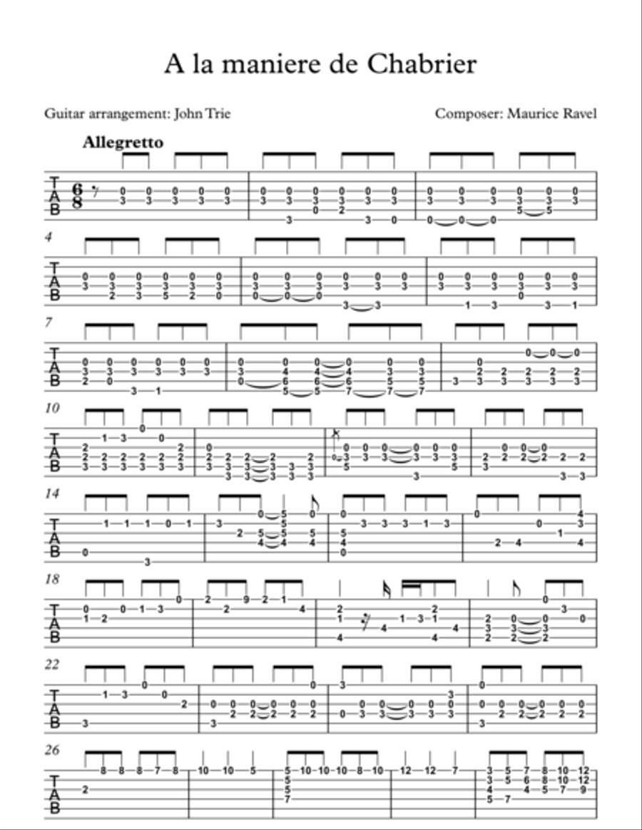 A la maniere de Chabrier A la maniere de Chabrier Acoustic Guitar scores gallery preview page 1