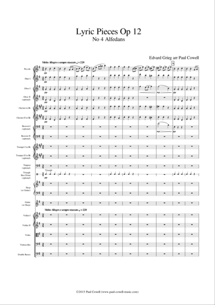 GRIEG Alfedans (Elves' Dance) arranged for small orchestra Chamber Orchestra scores gallery preview page 2