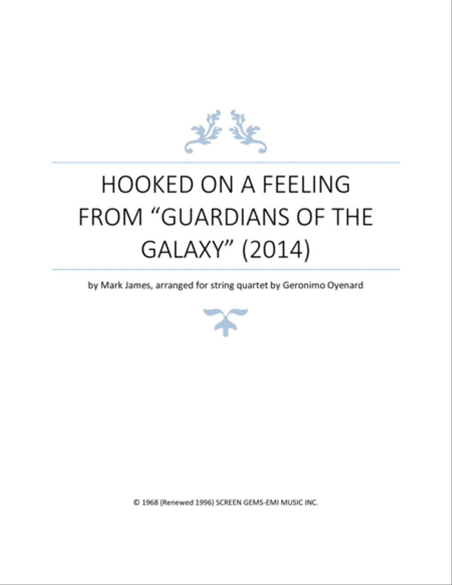 Hooked On A Feeling String Quartet scores gallery preview page 1