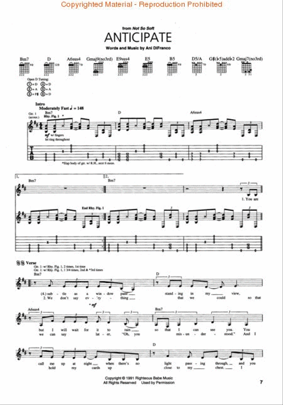 Best of Ani DiFranco for Guitar Electric Guitar scores gallery preview page 2