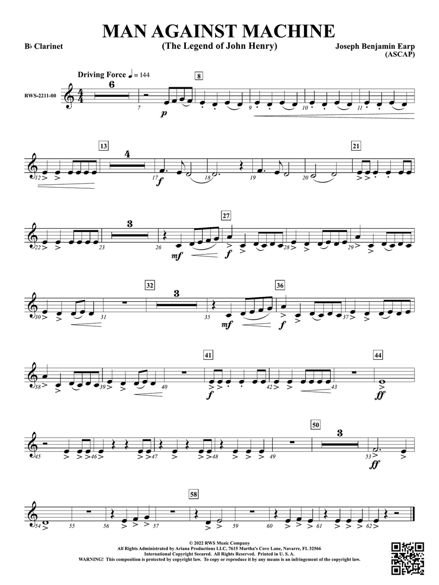 Man Against Machine - The Legend of John Henry: 1st B-flat Clarinet B-Flat Clarinet scores gallery preview page 1